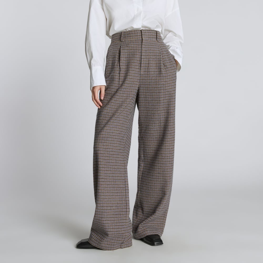 Everlane Rewool Way High Drape Pant Houndstooth